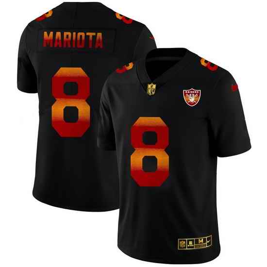 Las Vegas Raiders 8 Marcus Mariota Men Black Nike Red Orange Stripe Vapor Limited NFL Jersey